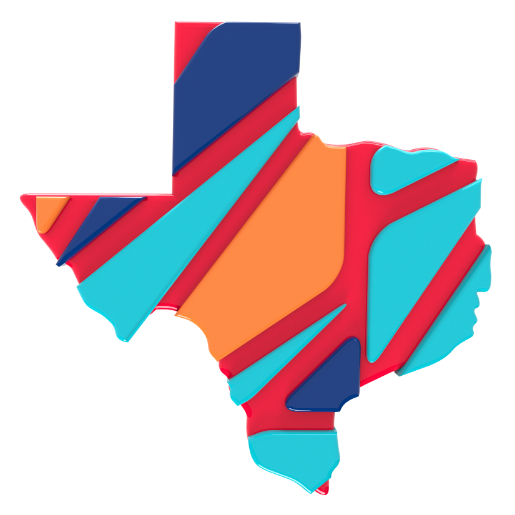 State of Texas with colorful lines